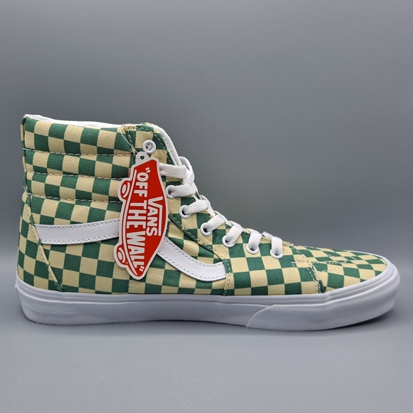 New Vans Sk8-Hi Top Checkerboard Light Green and White Canvas Men's Size 11 - Picture 2 of 9